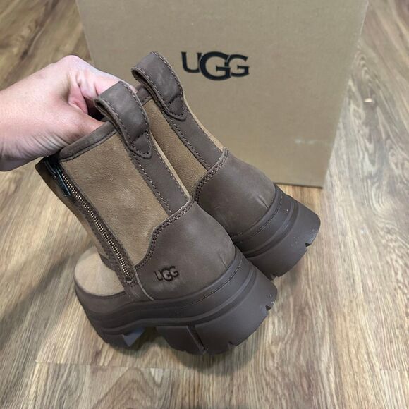 UGG Ashton chestnut suede wool ankle boots booties shoes women’s 8.5 new - Picture 3 of 6